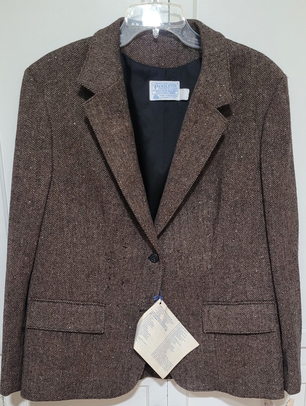 Vintage Pendleton Jacket, Herringbone Tweed Wool Blazer, New W/Tags, Sz 42